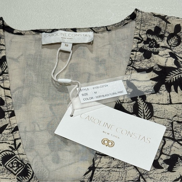 Caroline Constas NWT Size Medium Cotton Floral Print Tiered Midi Dress Wedding - Picture 3 of 8